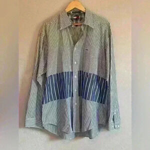 Tommy Hilfiger 100% Cotton Men’s Striped Shirt w embroidered crest